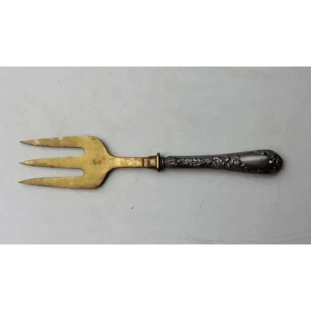 Vtg Antique Victorian Silver Embossed Bread Fork Flatware Silverware